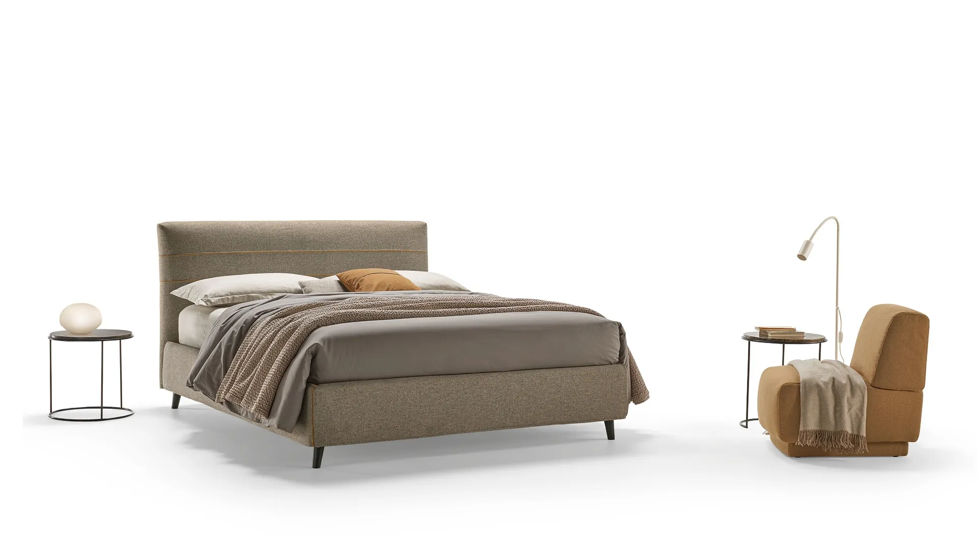 Letto in tessuto Apollo con box contenitore di Rosini Night