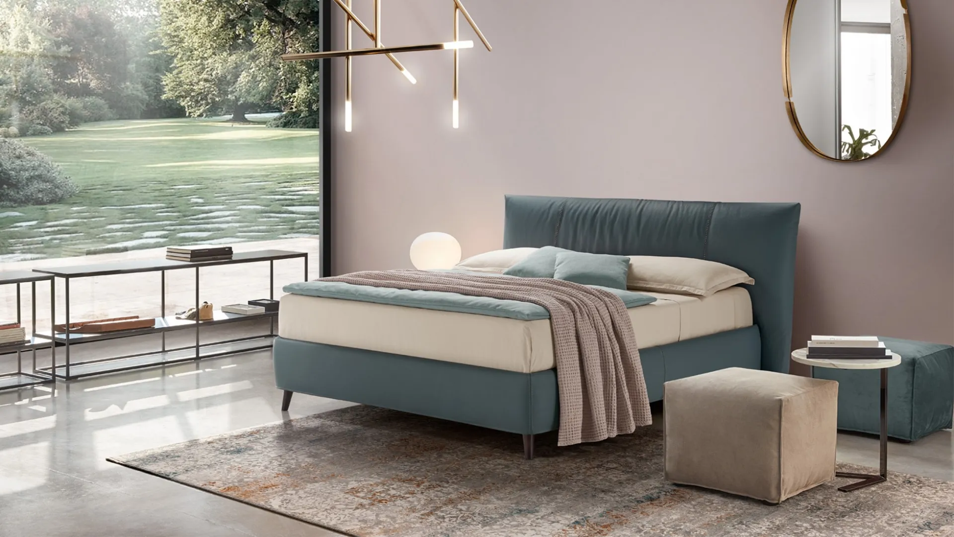 Letto in pelle imbottito con testiera Era Elite di Rosini Night