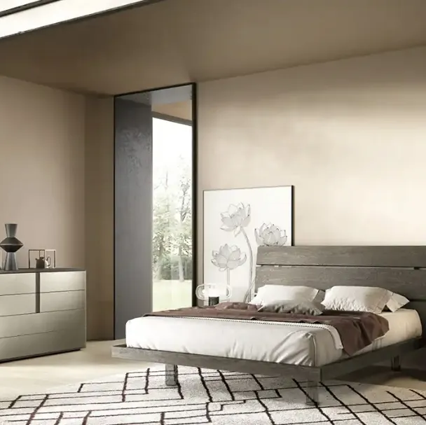 Letto Tree C12 in impiallacciato rovere piombo di Moretti Compact Giorno Notte