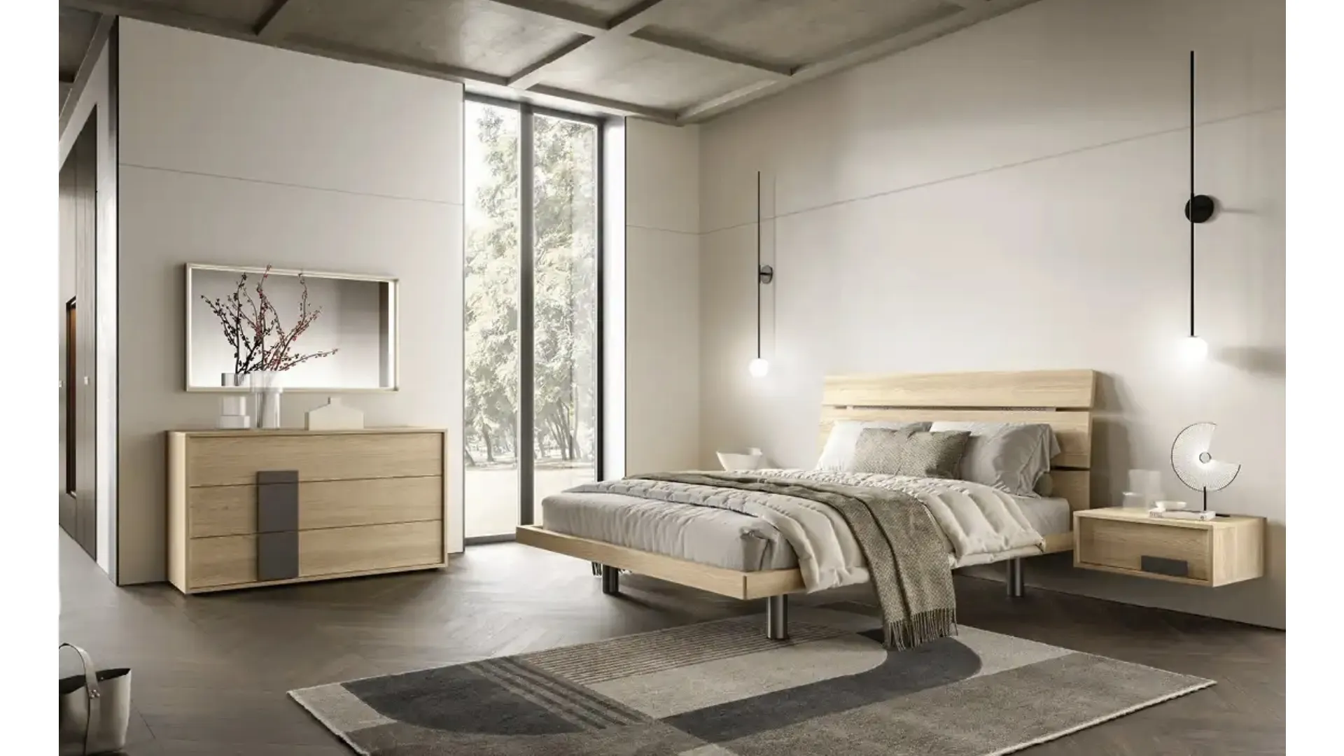 Letto Tree G14 in nobilitato rovere miele di Moretti Compact Giorno Notte